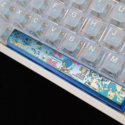 EVA series, Ayanami Rei theme, 6.25U space bar titanium alloy personalized keycaps, anime game theme design mechanical keyboard decoration keycaps