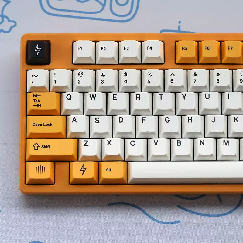 Theme Design of "Electricity" Keycap Set, Creative Keycap Cultural Art Keycap PBT Material Personalized Keycap Set, Compatible with 61/64/68/75/84/87/104 Key Mechanical Keyboard