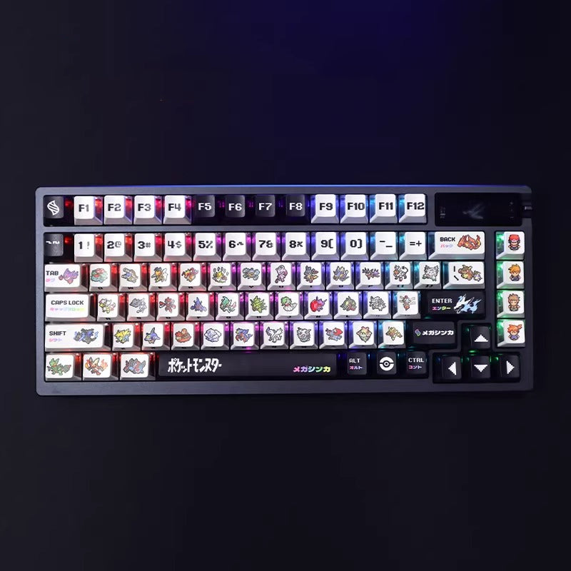 Pokemon Key Cap Mega Pixel Wind Mechanical Keyboard Cap PBT Five sided Thermal Sublimation Three sided Transparent Anime Theme Personalized Key Cap Set