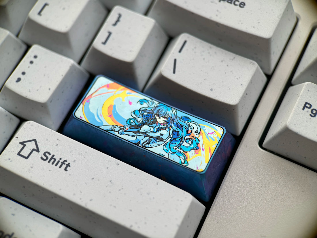 EVA series, Ayanami Rei themed art keycaps, 2.25U titanium alloy personalized keycaps, metal carved decorative keycaps