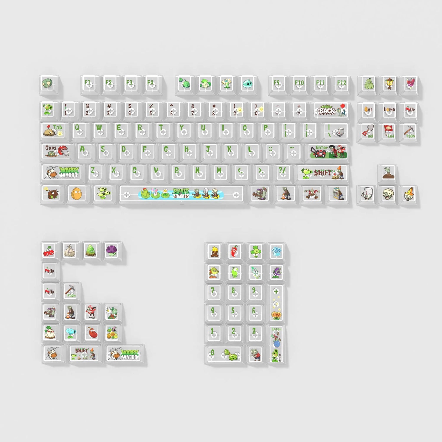 Plants V.S. Zombies Theme PC material personalized keycap set, anime cultural creative decoration keycap set, compatible with 61/64/68/75/84/87/104 mechanical keyboard