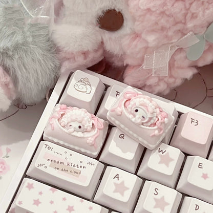 My Melody， 3D resin keycaps 1.5u, TAB keys, personalized keycaps, mechanical keyboard cartoon decorative keycaps