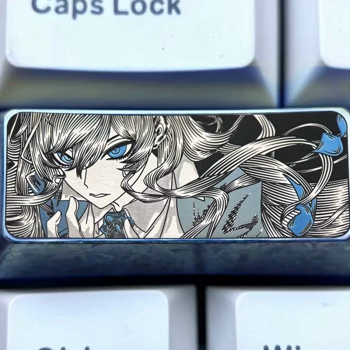 Ado, 2.25U titanium alloy personalized keycaps, metal decorative keycaps for anime and game virtual idols, keyboard replacement keycaps.