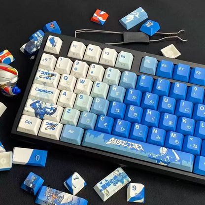 Ultraman series, Ultraman Cosmos themed personalized keycap set, PBT material original factory highly personalized keycap set, anime and game themed keycaps, suitable for 61/64/68/75/84/87/104 key mechanical keyboards.