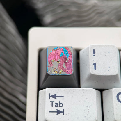 Hand carved titanium alloy series Hand carved titanium alloy anode coloring, anime and game culture creative metal hand carved keycaps collection
