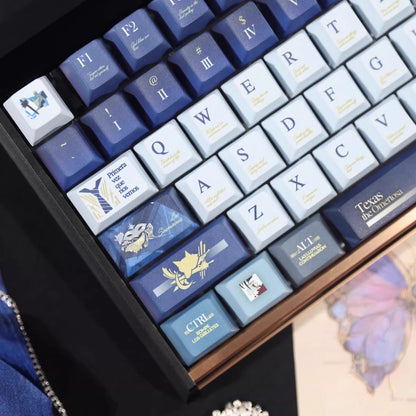 Arknights series,Texas the Omertosa theme, custom set personalized keycap series, PBT material, compatible with 61/64/68/75/84/87/104 mechanical keyboard keycap set