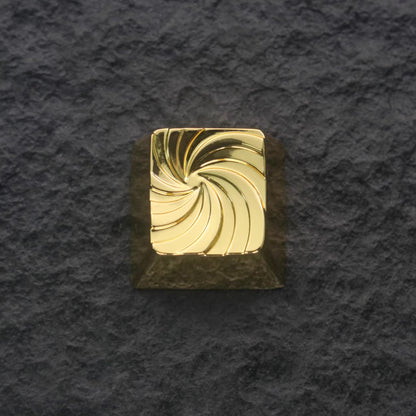 Explosion vortex geometric graphic art keycaps with iridescent gold plating, gold-plated silver mechanical keyboard, zinc aluminum alloy metal personalized keycaps