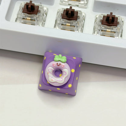 Fruit donut creative keycaps, cartoon personalized keycaps, resin material, mechanical keyboard decorative keycaps