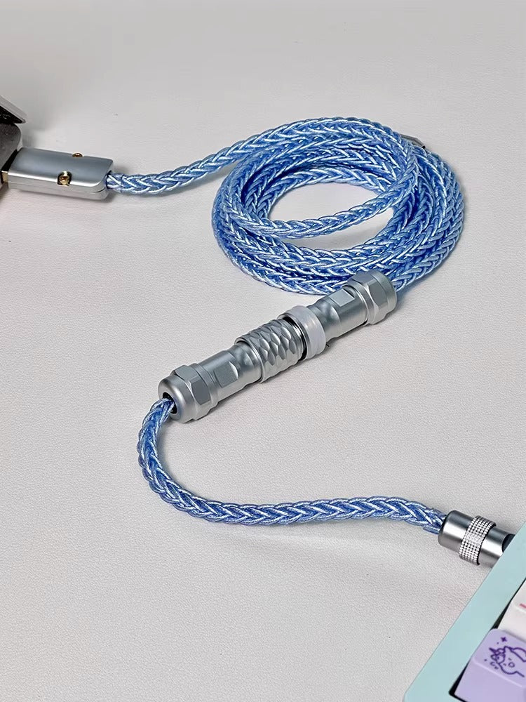 Customized handmade mechanical keyboard data cable, single crystal copper aviation plug cable, eight strand braided keyboard cable