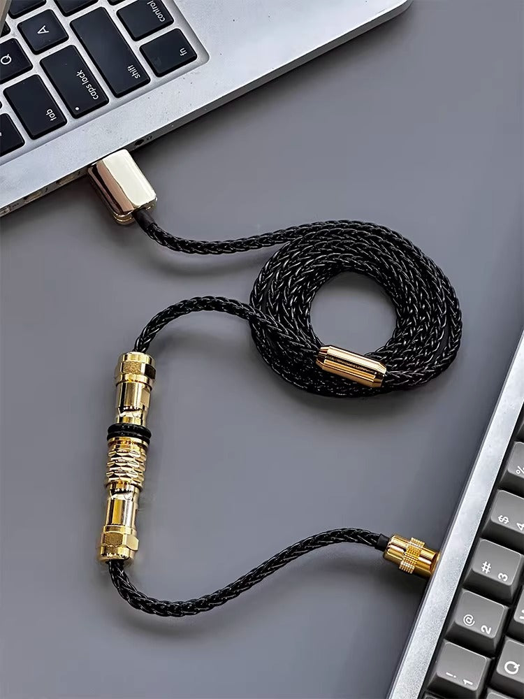 Customized handmade mechanical keyboard data cable, single crystal copper aviation plug cable, eight strand braided keyboard cable