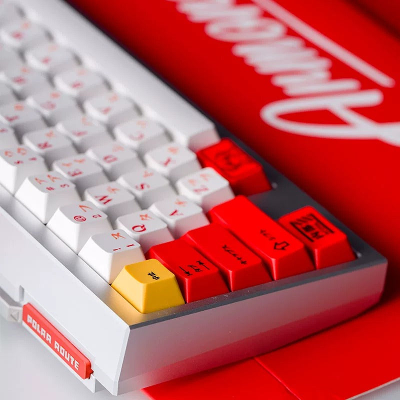 EVA， Asuka, red/white/yellow themed keycap set, mechanical keycap PBT material material personalized keycap set, Animated cartoon keycaps, compatible with 61/64/68/75/84/87/104 mechanical keyboard replacement keycap