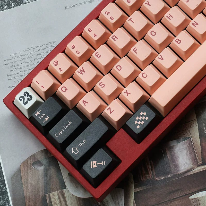 Pink Pig Theme Design Keycap Set, Creative Keycap Cultural Art Keycap PBT Material Personalized Keycap Set, Compatible with 61/64/68/75/84/87/104 Key Mechanical Keyboard