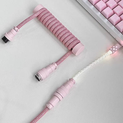 Baby Short 10cm Spiral Glowing Aviation Plug Sparkling Powder Sparkling Crystal Cable Three Section Two Section Dual Use Customized Keyboard Data Cable