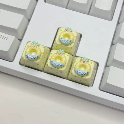 Fruit donut creative keycaps, cartoon personalized keycaps, resin material, mechanical keyboard decorative keycaps