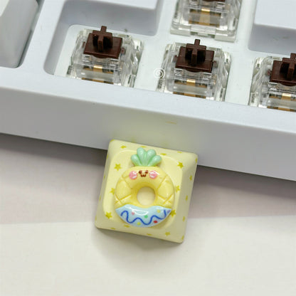 Fruit donut creative keycaps, cartoon personalized keycaps, resin material, mechanical keyboard decorative keycaps