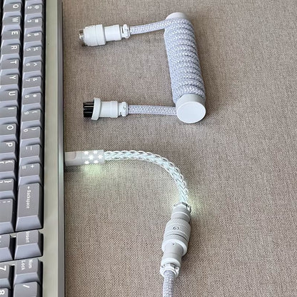 Baby Short 10cm Spiral Glowing Aviation Plug Sparkling Powder Sparkling Crystal Cable Three Section Two Section Dual Use Customized Keyboard Data Cable
