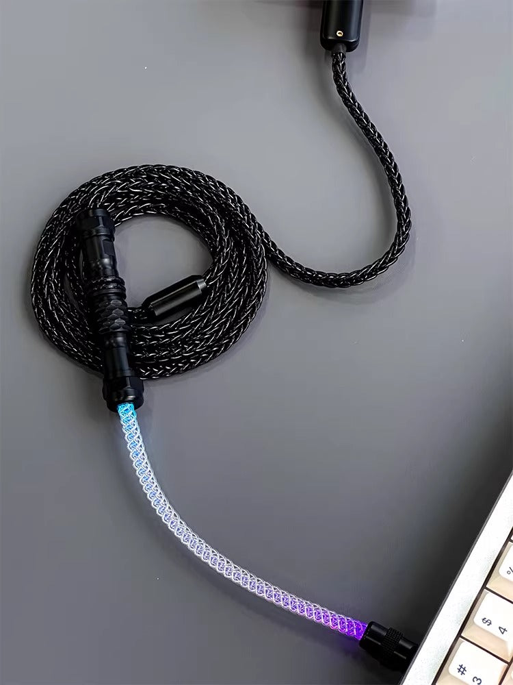 Customized handmade mechanical keyboard data cable, single crystal copper aviation plug cable, eight strand braided keyboard cable