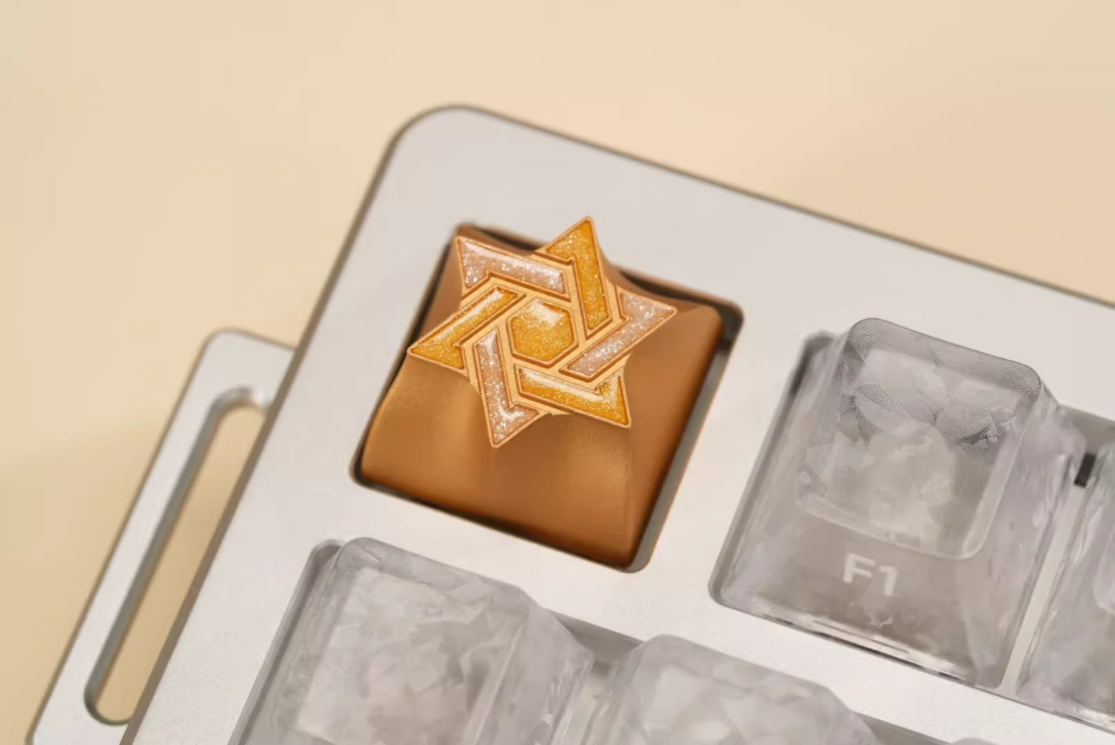 Hexagram star personalized keycap aluminum alloy CNC metal anode enamel color metal decorative keycap