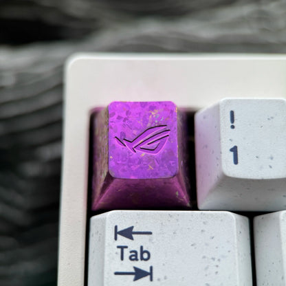 ROG (Republic of Gamers) logo, 1U titanium alloy ice crystal patterned personalized keycap, computer peripheral mechanical keyboard decorative keycap