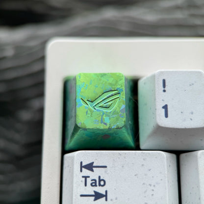 ROG (Republic of Gamers) logo, 1U titanium alloy ice crystal patterned personalized keycap, computer peripheral mechanical keyboard decorative keycap