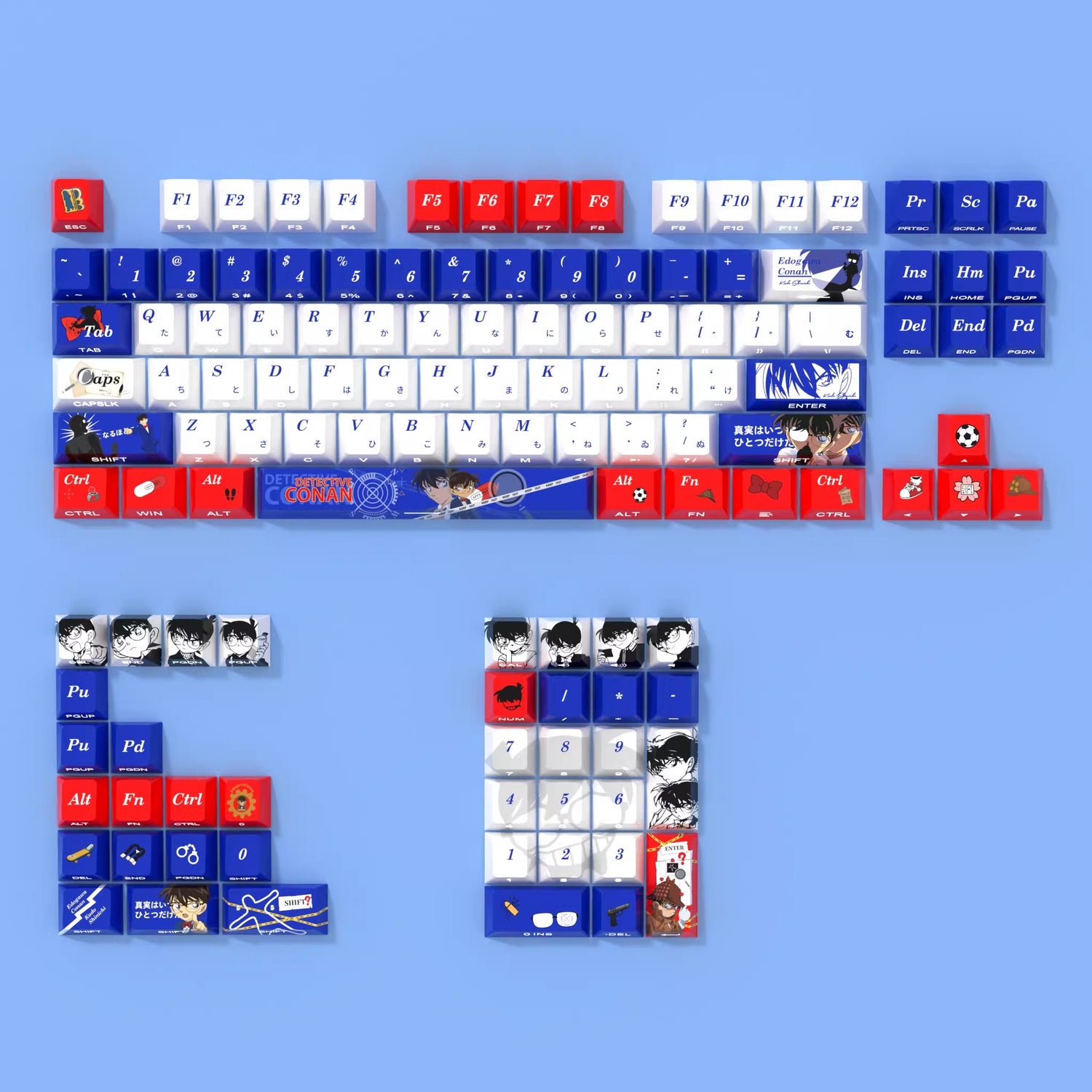 Detective Conan theme, PBT material, Sublimation craftsmanship, anime culture innovation decoration keycap set