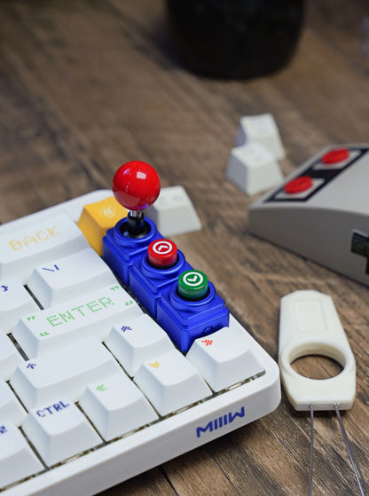 Arcade game shaped keycap set, lucky joystick+double happiness button, personalized metal keycaps, mechanical keyboard game cultural and creative peripheral, decorative keycaps