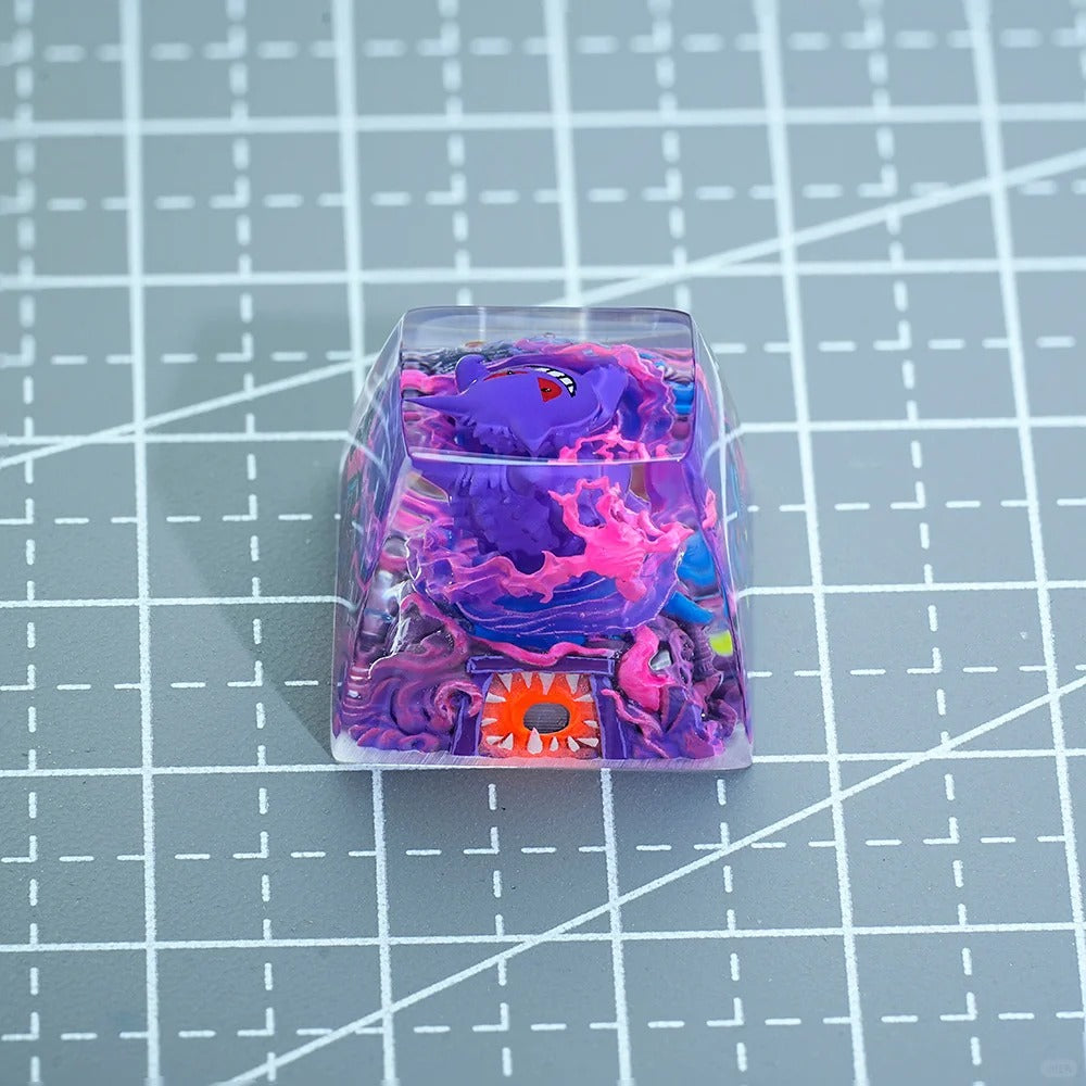 Pok é mon, Gengar coating and sealing design, Crystal Resin Personalized Keycaps, Anime Game Culture Creative Resin Keycaps, Mechanical Keyboard Art Decorative Keycaps