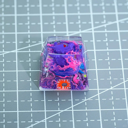 Pok é mon, Gengar coating and sealing design, Crystal Resin Personalized Keycaps, Anime Game Culture Creative Resin Keycaps, Mechanical Keyboard Art Decorative Keycaps
