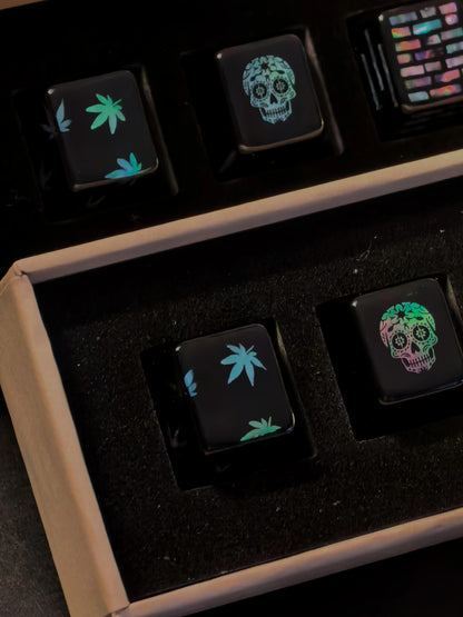 Simple geometric patterns The traditional Lacquerware decoration technique,+mother of pearl inlay, set of 5, classic and stylish game console buttons, decorative keycaps with directional key combinations