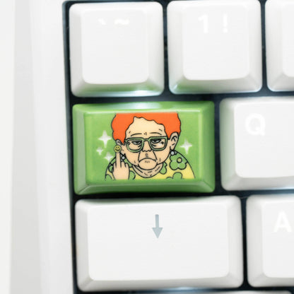 Grandpa and grandma are in a good mood. Illustration theme, hand drawn, creative underglaze color, ceramic keycaps, niche creativity, personalized keycaps, mechanical keyboards, DIY accessories, trendy customization, decorative keycaps
