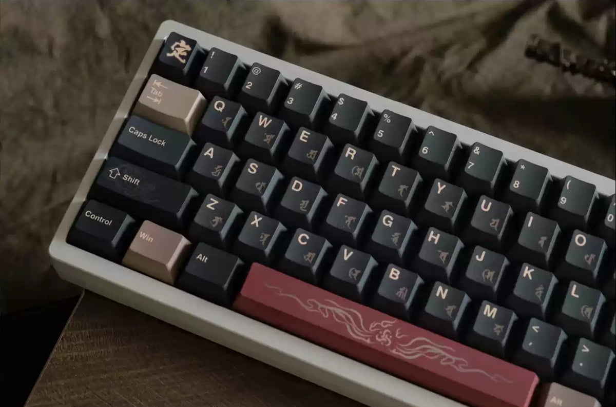 Black Myth: Wukong，PBT material personalized keycap set, anime keycap culture peripheral mechanical keyboard decoration keycaps， Compatible with 61/64/68/75/84/87/104 key mechanical keyboard keycap set