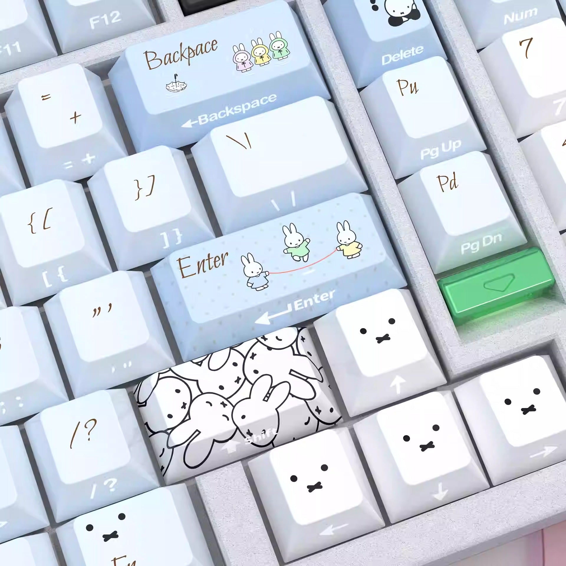 miff theme, PBT material personalized keycap set, cute anime cultural creative decoration keycap set, compatible with 61/64/68/75/84/87/104 mechanical keyboard