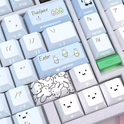 miff theme, PBT material personalized keycap set, cute anime cultural creative decoration keycap set, compatible with 61/64/68/75/84/87/104 mechanical keyboard