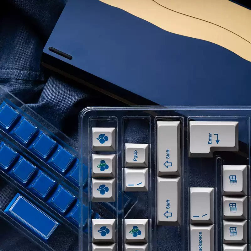 Vintage Blue Classic BLUE Cherry Original High Height PBT Mechanical Keyboard Keycaps, compatible with 61/64/68/75/84/87/104 Mechanical Keyboard Replacement Keycaps