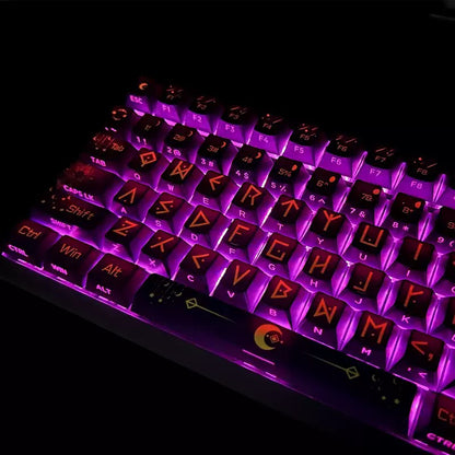Night Sky Fantasy Theme Design with Large Characters PBT material personalized keycap set, mechanical keyboard replacement decorative keycaps, Starry Sky Divination Keycaps Compatible with 61/64/68/75/84/87/104 Key Mechanical Keyboards