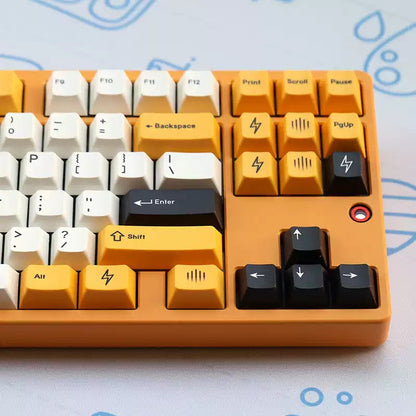 Theme Design of "Electricity" Keycap Set, Creative Keycap Cultural Art Keycap PBT Material Personalized Keycap Set, Compatible with 61/64/68/75/84/87/104 Key Mechanical Keyboard