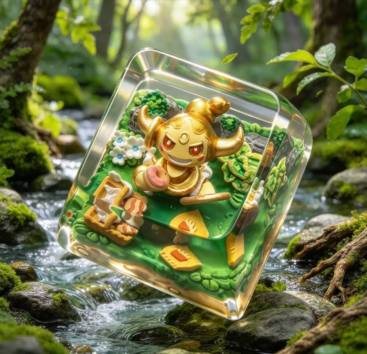 Pok é mon,Hoopa/Morpeko Crystal Resin Personalized Keycaps, Anime Game Culture Creative Resin Keycaps, Mechanical Keyboard Art Decorative Keycaps