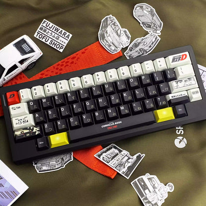 Initial D Theme Design Mechanical Keyboard Keycap Set, PBT Material Anime Game Culture Creative Keyboard Decorative Keycap Set