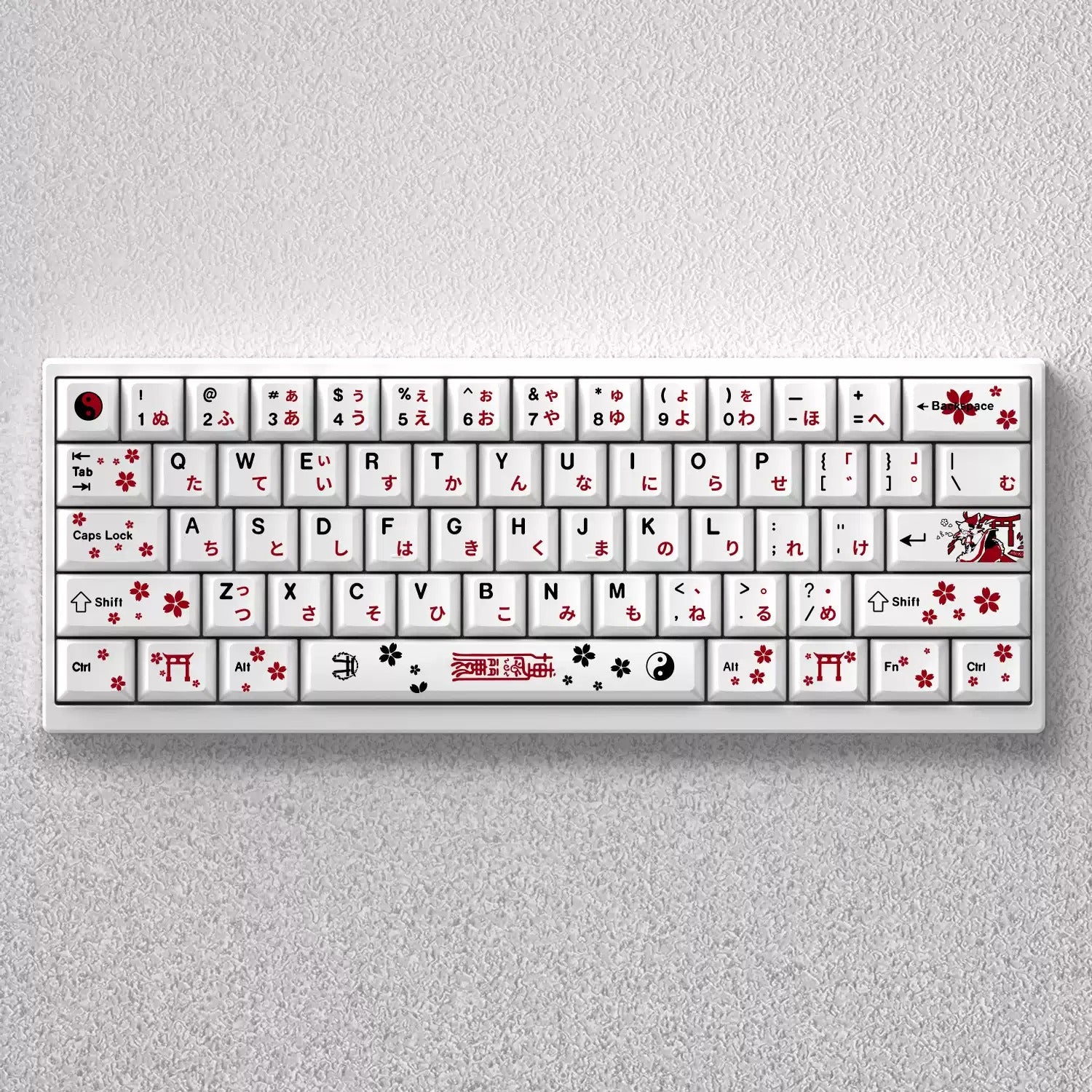Touhou Project, Hakurei Reimu Theme Design Set Anime Game Personalized Keycaps Original Factory Height PBT Compatible 60 63 64 65 68 75 87