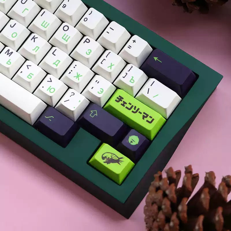Chainsaw Man,Reze PBT Material  Personalized Keycap Set, Anime Game Culture Creative Decorative Keycap Set, Compatible with 61/64/68/75/84/87/104 Key Mechanical Keyboard