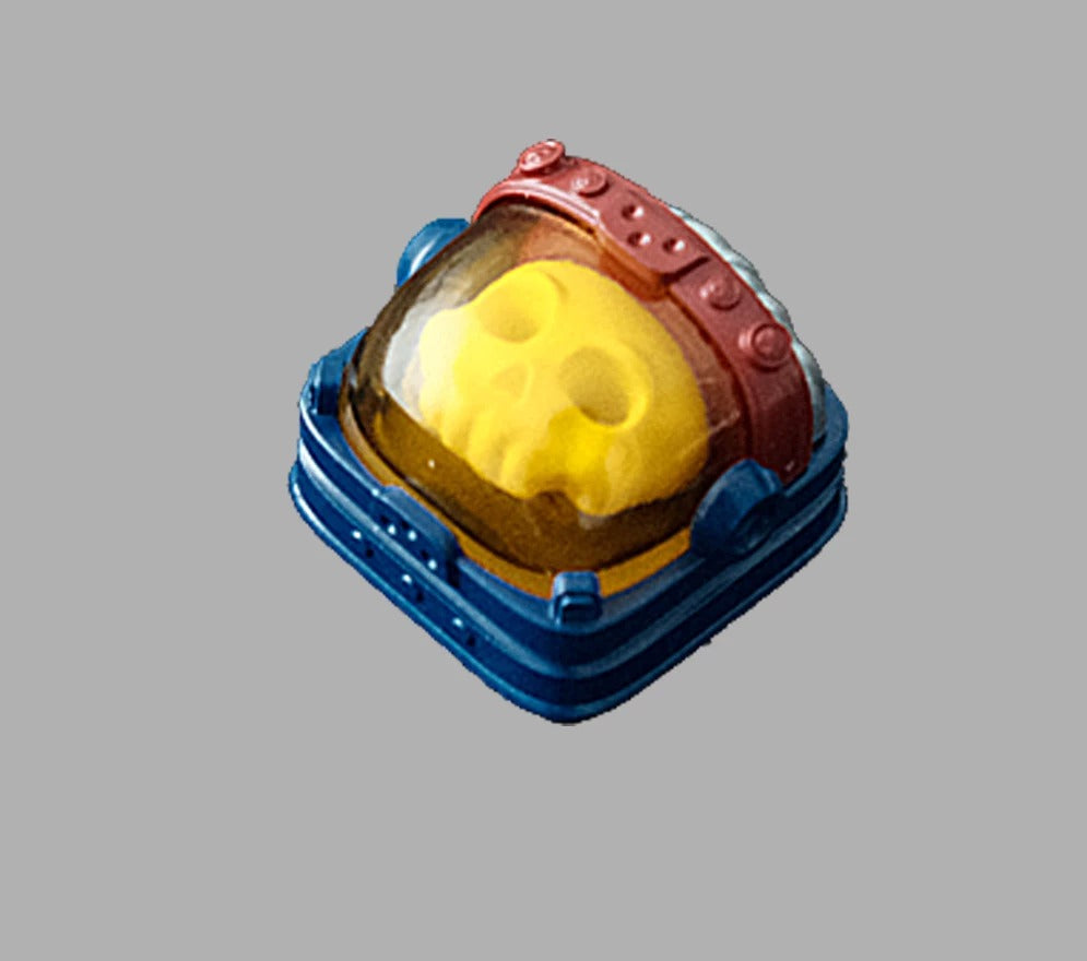 Skeleton Space Man Machine Gun Soldier Personalized Keycaps, Original Design Resin Material Mechanical Keyboard Decorative Keycaps, Cartoon Art Keycaps