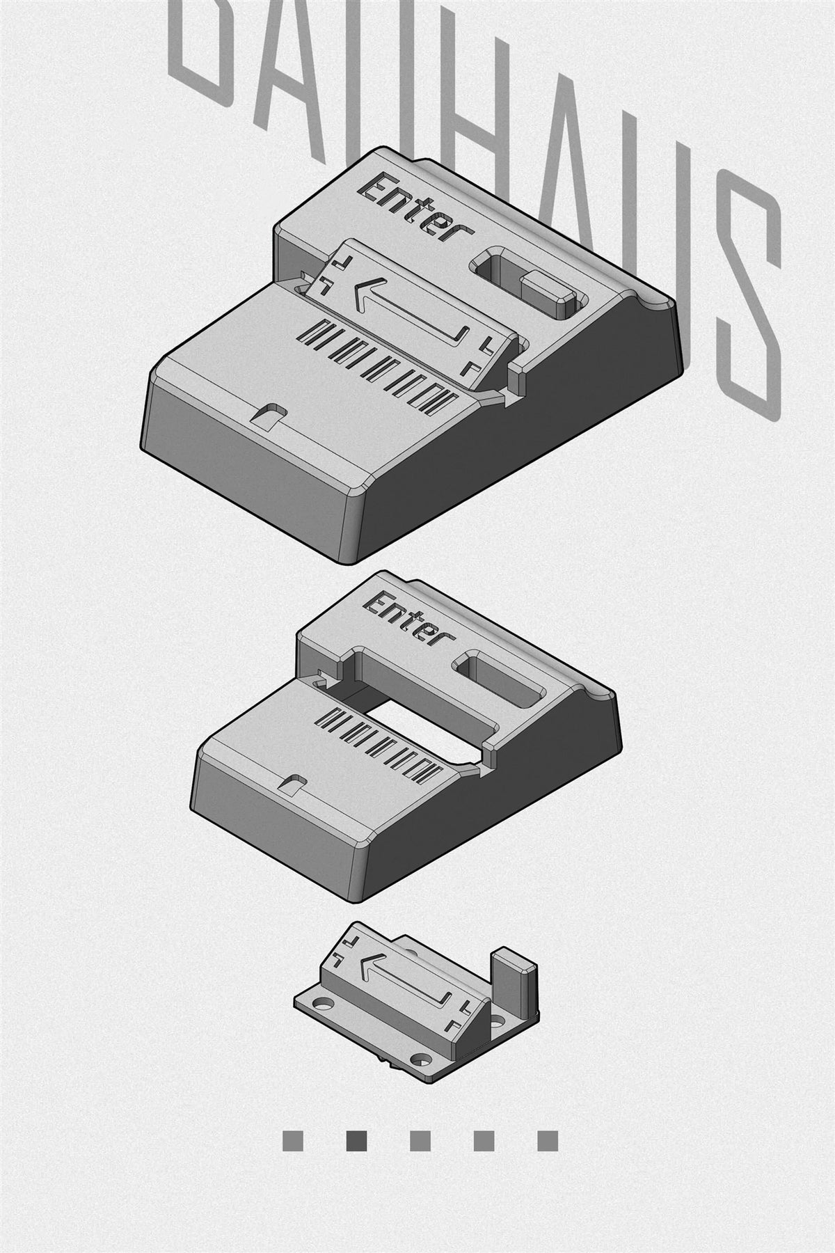 Bauhaus metal keycaps personalized keycaps, 7 ISO/ return key/4U  cultural creative keycaps, mechanical keyboard art decorative keycaps