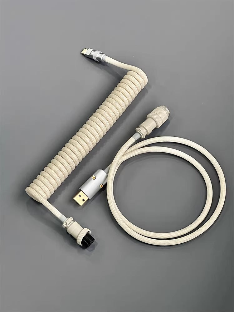 Hand woven mechanical keyboard cable DIY color aviation plug custom data cable TypeC spiral wire