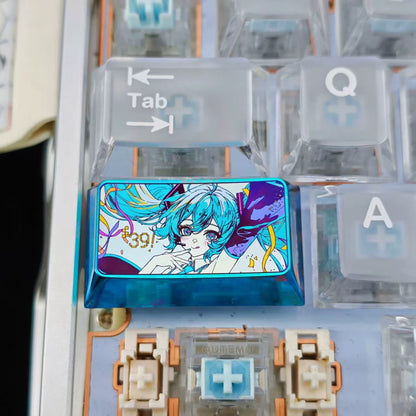 Hatsune Miku 1.75 U titanium alloy personalized keycaps, mechanical keyboard decorative keycaps, anime and game cultural creative keycaps