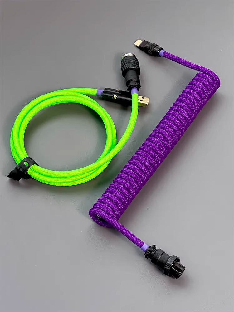Hand woven mechanical keyboard cable DIY color aviation plug custom data cable TypeC spiral wire