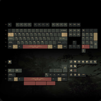 Black Myth: Wukong，PBT material personalized keycap set, anime keycap culture peripheral mechanical keyboard decoration keycaps， Compatible with 61/64/68/75/84/87/104 key mechanical keyboard keycap set