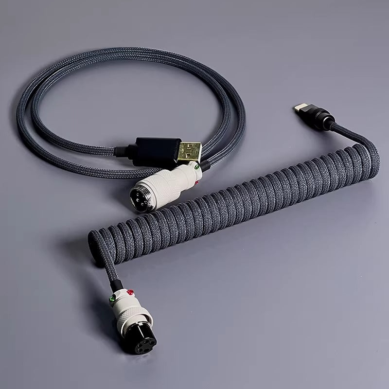 Hand woven mechanical keyboard cable DIY color aviation plug custom data cable TypeC spiral wire