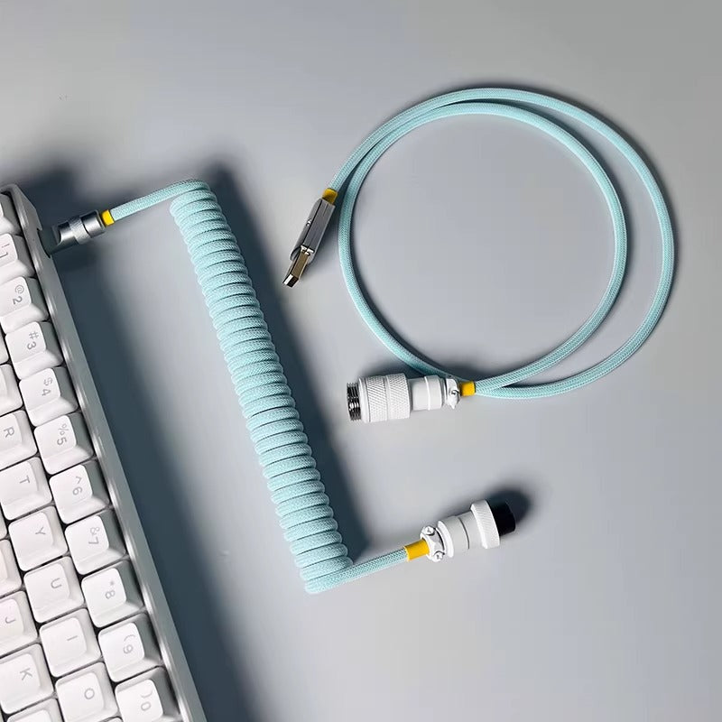 Hand woven mechanical keyboard cable DIY color aviation plug custom data cable TypeC spiral wire