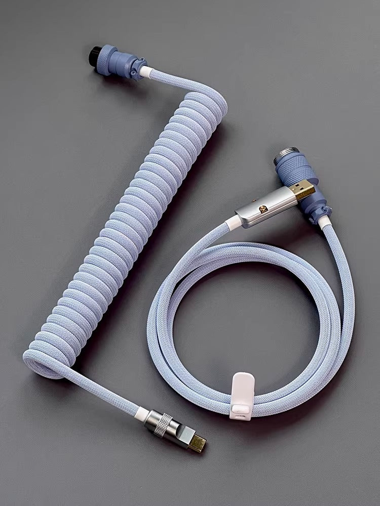 Hand woven mechanical keyboard cable DIY color aviation plug custom data cable TypeC spiral wire