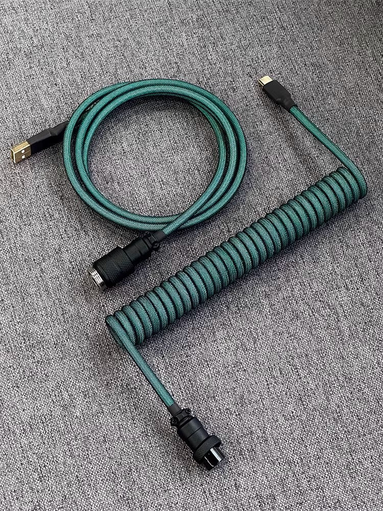 Hand woven mechanical keyboard cable DIY color aviation plug custom data cable TypeC spiral wire
